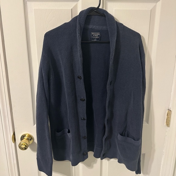 Abercrombie & Fitch - Navy Knit Long Sleeve Cardigan Sweater - Picture 2 of 6